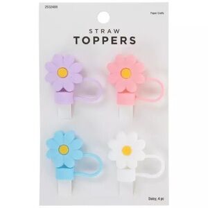 New 4 pc Daisy Straw Toppers